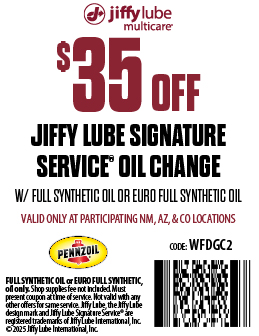 Jiffy Lube Oil Change Coupon